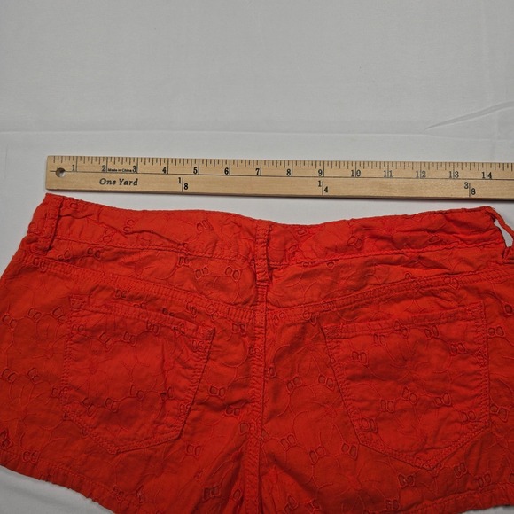 Y2k Aeropostale Womens Orange Eyelet mini Shorts Size 3/4 Boho Summer - Picture 8 of 8